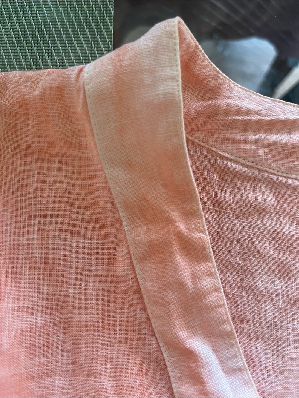 120% Lino Popover Pure Linen Shirt in Tangerine - Picture 7 of 16